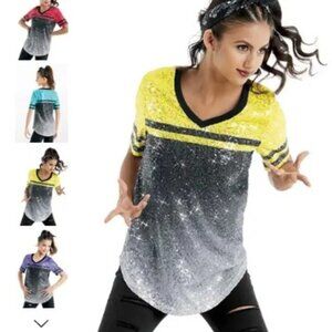 Balera SQ11137 - Ombre Sequin Performance Tee (Yellow)